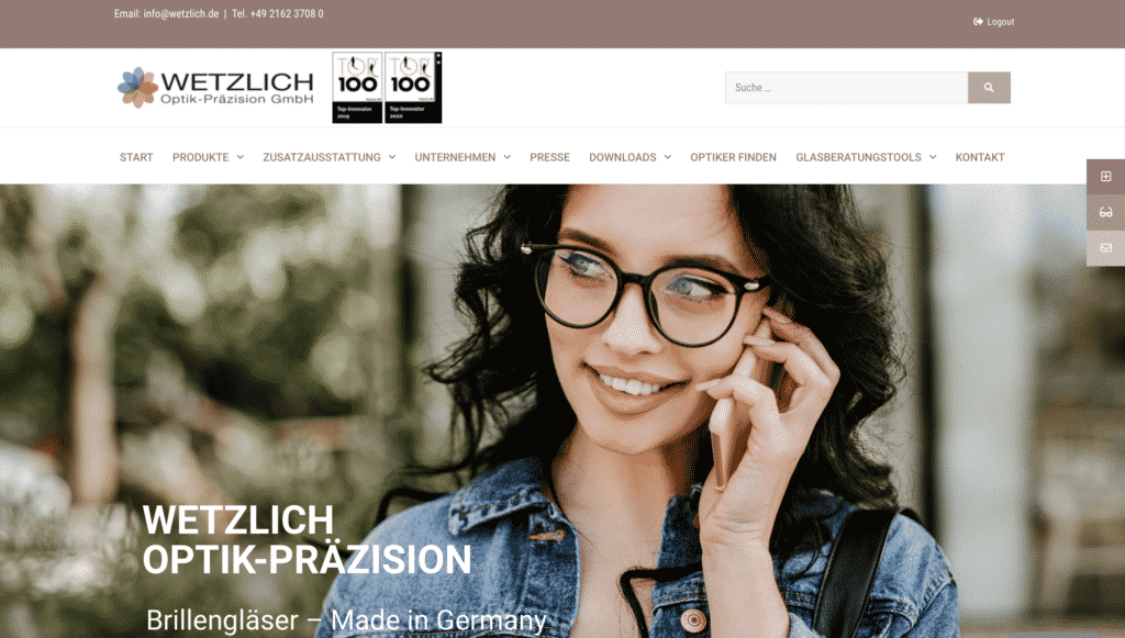 Website-Relaunch bei Wetzlich Gebündelte Informationen, zeitgemäße und nutzerfreundliche Struktur: So präsentiert sich der neue Internetauftritt des Brillenglasherstellers Wetzlich Optik-Präzision