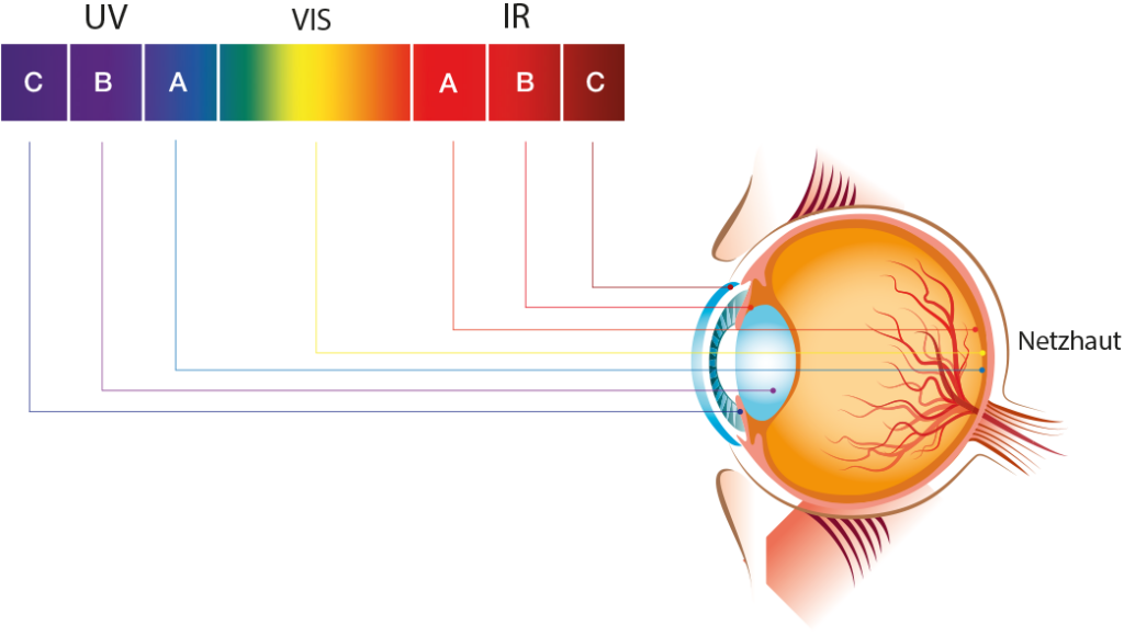 Lichtspektrum UV IR Schutz Brille Brillenglas UV und IR Schutz Sonnenbrille Infrarot + UV400