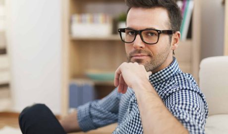 Portrait of handsome man wearing glasses